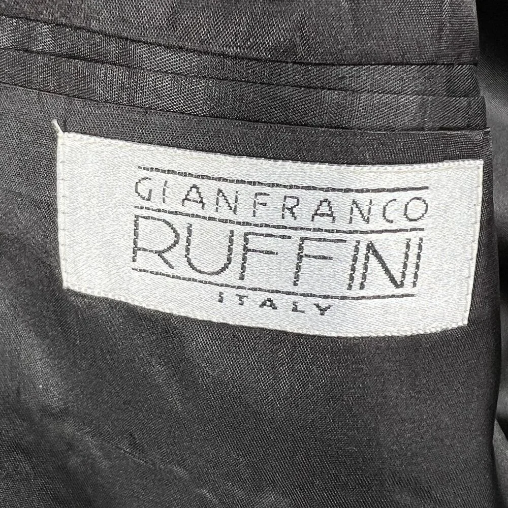 Gianfranco Ruffin Italy Mens 44R Wool Olive Green Houndstooth Blazer Timeless